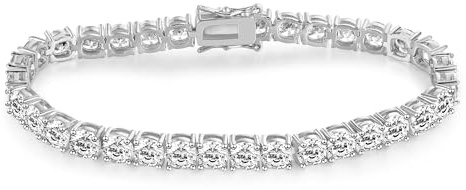 Gemsme 5MM Tennis Bracelet for Women Men, 18K White Gold Plated 5mm Round Cubic Zirconia Classic Tennis Bracelet,7.5 inch