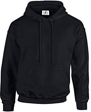 D&H CLOTHING UK Premium Adult Unisex Premium XS-6XL Pullover Heavy Blended Hooded Fleece Jumper Work Wear Sweatshirt Hoodies Top Plain BNW Unisex Black