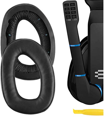 Geekria QuickFit Protein Leder Ersatz Ohrpolster für Sennheiser GSP 300, GSP 301, GSP 302, GSP 303, GSP 350, GSP 370 Kopfhörer Ohrpolster Headset Ohrmuscheln Reparaturteile (Schwarz)