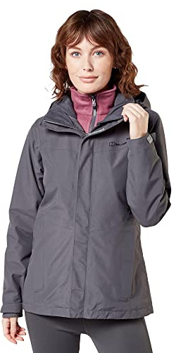 Berghaus Women's Maitland Gemini GORE-TEX® 3-in-1 Jacket with Removable Fleece Midlayer & Adjustable Hood, Waterproof (UK, Numeric, 12, Regular, Regular, Grey)