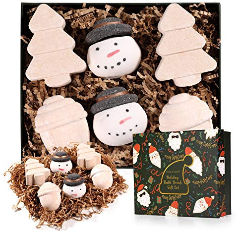 BODY & EARTH Badebomben Geschenkset, 6 Badekugeln Weihnachtsgeschenke, Vanille Rose Lavendel Duft, lustige Badeperlen Geschenke für Frauen, Mama, Freundin, Kinder, weihnachtsgeschenke für frauen