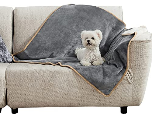 Bedsure Waterproof Dog Blankets for Medium Dogs Washable - Medium Cat Blanket for Couch Protection, Sherpa Fleece Puppy Blanket, Soft Plush Reversible Throw Furniture Protector, 30X40, Grey