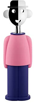Alessi Alessandro M. AM23 PAZ - Sacacorchos de Design, en Resina Termoplástica y Zamak Cromado, Rosa y Azul