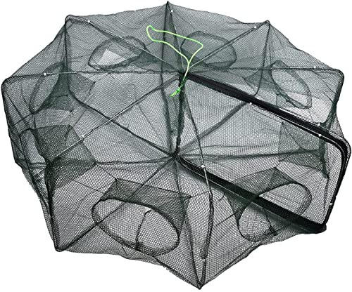 Filet de pêche pliable portable, facile à utiliser, pièges à appâts en maille moulée pour méné/écrevisse/crabe/homard/poissons (8 côtés 8 trous)