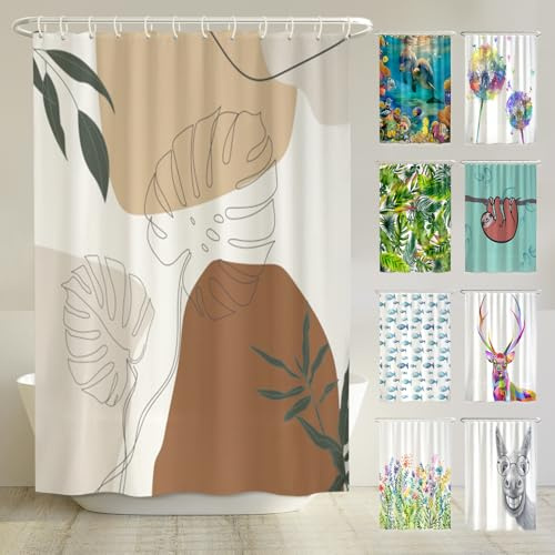 arteneur® - Boho- Anti-Schimmel Duschvorhang 180x200 cm - Recycelt mit Öko-Tex Standard 100 - Beschwerter Saum, Blickdicht, Wasserdicht, Waschbar, 12 Ringe & E-Book