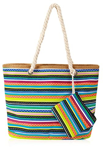 Jodsen Large Beach Bag, Summer Beach Bags for Women, Tote Bag with Zip and Pockets, Large Capacity Casual Shopping Bag Handbags for Women Ladies Girls for Beach School Work Shopping Travel (C)