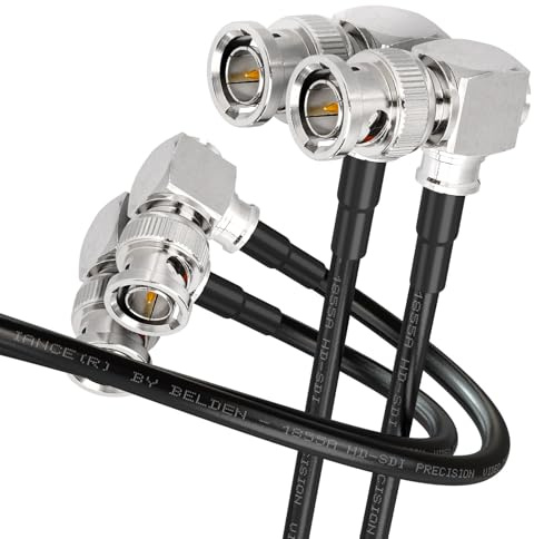 Superbat Thin 3G/6G/12G SDI Cable 1ft BNC Cable 75 Ohm Precision SDI Video Cable Right Angle Supports HD-SDI/3G-SDI/4K/8K Monitor Surveillance DVR Recorder