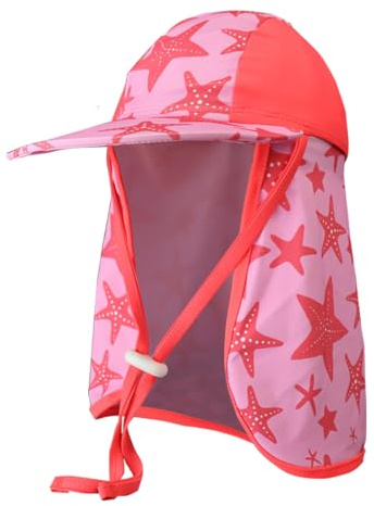 crazy bean Baby Sommar Solhatt Badmössa Lapel Skydd Strandhatt med Justerbar Barbijo Barn Flickor(B)