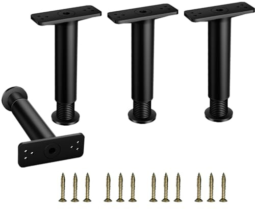 Quixotical 4pcs Adjustable Bed Frame Legs - Heavy Duty Support Legs 15-25cm, Adjustable Furniture Legs for Sofa, Table, Bed Frame