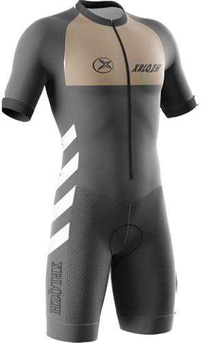 Trisuit för män kortärmad triathlon kostym, cykeltröja för män MTB-toppar, andningsbara och snabbtorkande triathlon tri-dräkt för män, cykeldräkt herr (XXS, TYP-10)