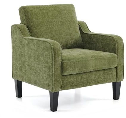 VINGLI Accent Chair for Living Room Chairs Olive Green Reading Chair for Bedroom Scooped Arm Chair Mid Century Modern Accent Chairs Upholstered Comfy Chair for Apartment, Waiting Room