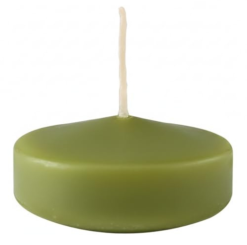 Cereria Di Giorgio - 12 Candele Galleggianti - Diametro 7 cm Altezza 3,5 cm - Colore Verde oliva - Durata 8 ore