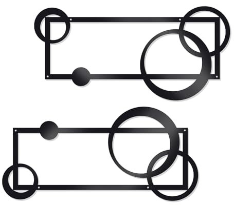 OYEFLY 2 Pcs Metal Abstract Wall Art,Modern Geometric Decor (Black, style 2)