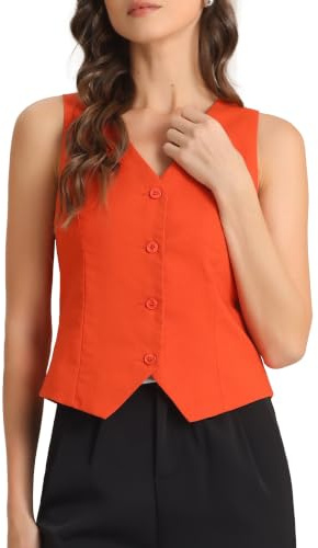 Allegra K Gilet Donna Estivo Senza Maniche Bottoni Scollo a V Blazer