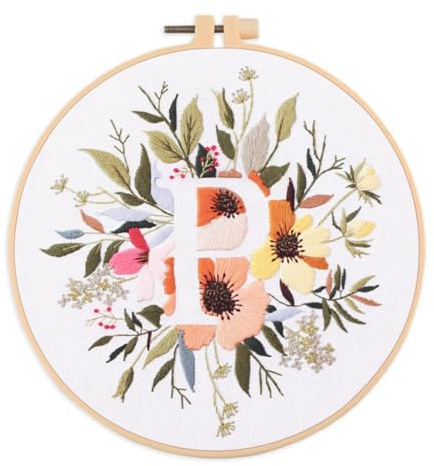Abillyn Broderi startkit engelska bokstaven P och blommor stämplade med tryckt mönster korsstygn broderiset (Bokstaven P)