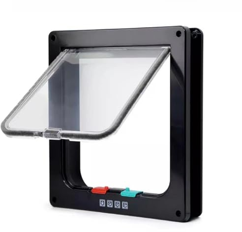 Katzenklappe,Katzentür,Hundeklappe Tür Katzenklappe,Hundeklappe für Hundes,Katzentür Zimmertür,Hundetür Fenster Magnets-Verschluss,4-Wege-Verriegelung Katze für kleine Hunde und Katzen Panel(Schwarz)