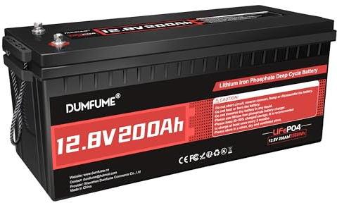 Dumfume 12V 200Ah LiFePO4 Lithium Battery 200A BMS,15000 Deep Cycle battery