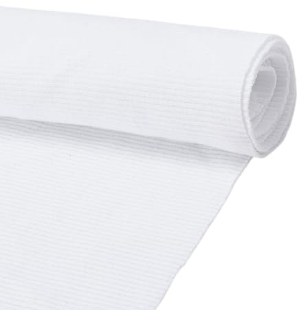 PH PandaHall Tela acanalada blanca para puños, tela elástica de punto acanalado, cintura acanalada, tela elástica para cuello, costura, diadema, chaqueta, sudaderas con capucha, accesorios de ropa