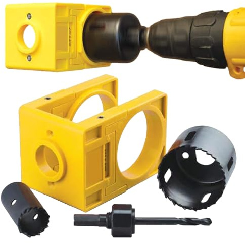 Kit D'installation De Porte - Scie-cloche Pour Perçage De Serrure, Outil D'entrée Pour Bois | Perceuse En Acier Carbone, Fraise Pour Cadre, Guide-mèche, Serre-joint Pour Burin, Ouvre-quincaillerie, Fi