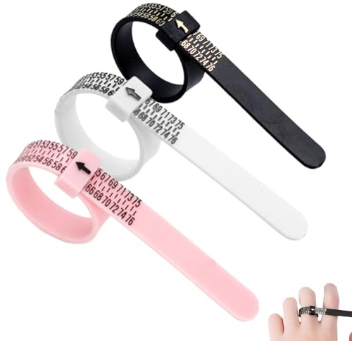 OUDQFCJ Misuratore per Anelli, 3 pezzi, EU Misura Anelli, Misurazione Della Dimensione Dell'Anello, Anello a Nastro, Misuratore Anelli Dita Italiano, Kit di Misurazione con Spessori in Plastica