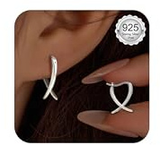 Diamday Pendientes Mujer Oro/Plata Pendientes Post Plata de Ley 925 Hipoalergeni Stud Hoop para Oídos Sensibles Pequeño Minimalista Pendiente Joyería Moda Regalos