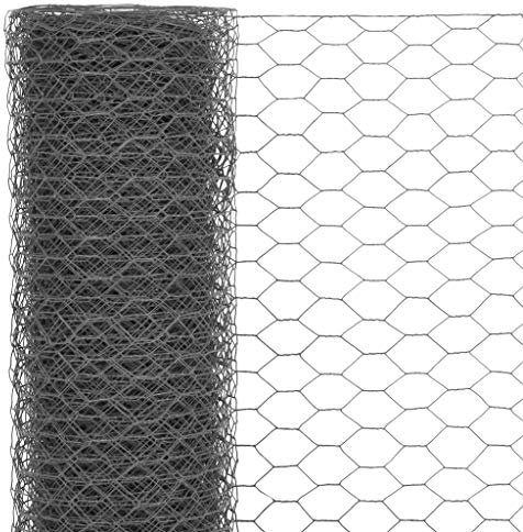 Festnight Mallas de Alambre Malla Hexagonal Valla Metalica, Longitud de Malla 25 mm Acero con Recubrimiento de PVC Gris 25 x 1 m
