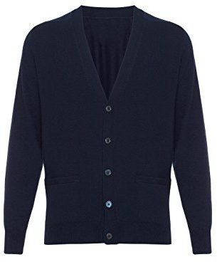 Men's Pure Cashmere Cardigan Navy L
