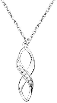 Sofia Milani - Damen Halskette 925 Silber - mit Zirkonia Steinen - Gedrehter Anhänger - N0477