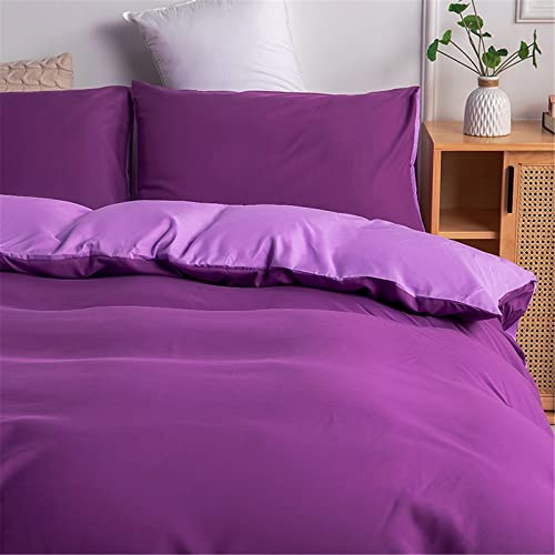 Odot Fundas de Edredón Color Sólido,Juego de Ropa de Cama con Funda de Nórdico y Funda de Almohada,Juego Ropa de Cama para Cama Individual y Matrimonio (Púrpura,200x230cm-3 Piezas)