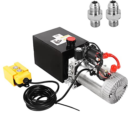 LFGUD Hydraulic Power Unit, Single Acting Dump Trailer Pump 4 Quart Hydraulic Pump Metal Reservoir 3200 PSI 12V DC Hydraulic Power Pump for Dump Trailer Car Lifting Platforms