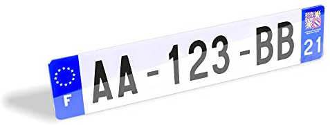 Générique Plaque d'immatriculation Voiture homologuée Extra Choc -SIV 52x11cm- Made in France- Plexi résistant aux intempéries et Anti UV pour Auto ou Remorque personnalisée.