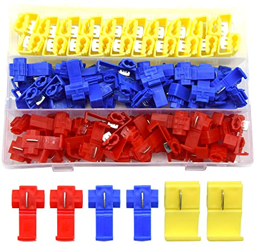 Hocansen 100 Pièces Connecteurs Scotch Fil Scotch Lock Bornes Sertissage Connecteur Dérivation Isolés Cosses Électriques Connecteurs Rapide Jonction Câbles Connecteurs (2XJ/Couleur)