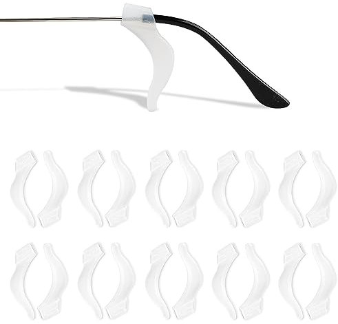 10 Paar Anti Rutsch Brillen Ohrbügel, Weich Silikon Gläser Ohrhaken, Antirutsch Halterung für Brillenbügel, Brillenhalter Komfort Halter Überzüge für Brillen Sonnenbrillen (Weiß)