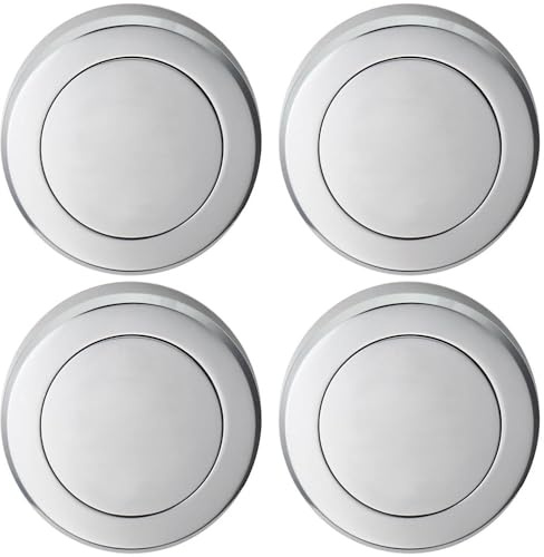 4 Pack - Screwless Round Blank Escutcheon Cover - Polished Chrome 50mm Door Key Plate