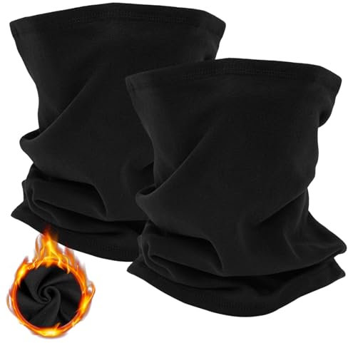 Zouwel 2 Stück Schlauchschal Multifunktionstuch Herren Damen Winddicht Warm Winter Loop Schal Elastiche Halstuch Ski Maske Fleece Halten Sportschal Halswärmer für Fahrrad Motorrad Skifahren (Schwarz)
