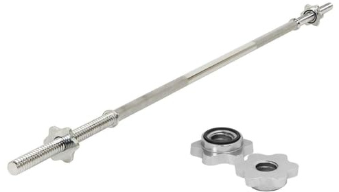 Barbell 4ft with Spinlock Collars – FLG Standard 1 Inch Weightlifting Bar Gym Exercises Biceps & Triceps Training For Men & Women (4ft Barbell Bar)