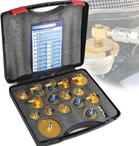 efuturetime Juego de 17 Piezas Adaptadores para Herramientas de Extracción del Líquido de Frenos con Acoplamiento Rápido para Cambio de Líquido de Frenos