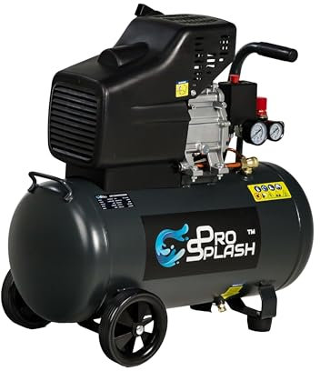 Pro Splash 50L Air Compressor 2HP 1.5kW 8Bar 185L/Min 220V | Spray Guns, Tyre Inflator, Hose & Blow Gun | Workshop & Pneumatic Tool Kit 1 Year Warranty Automotive