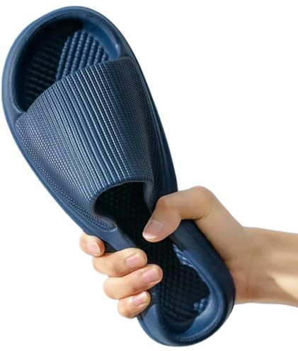 Gyios Chanclas Hombres Zapatillas Eva Ligero Suave Ocasional Viajes Zapatos De Tamaño Grande Casa Baño Verano Sandalias Playa-azul-45-46