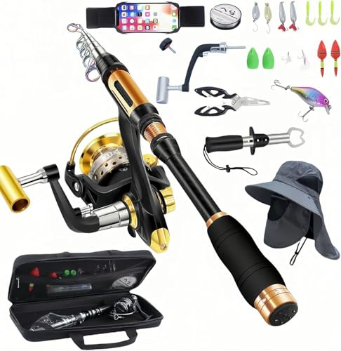 BNTTEAM Nuova Portatile Canna da Pesca 99% Fibra di Carbonio con Punta Fluorescente Della Canna,Telescopico Super Hard Ultralight Palo da Pesca per Surf (Completo Kits-B, 2.1M/82.6in/6.88ft)