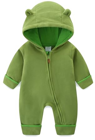 KIDDLETOWN Mono bebé recién, Mono Bebe Otoño Invierno, Mameluco Bebe con Capucha, Ropa de Abrigo para Niñas Niños con Cremallera, Buzo Bebé Otoño Invierno Polar 0-18 meses