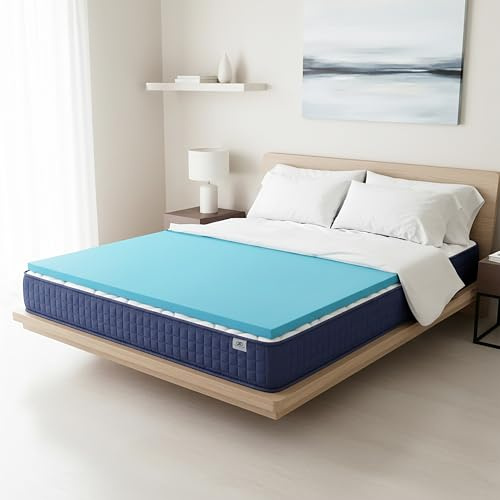 FUSIONHOME - Topper Viscoelástico 150x200 VISCOGEL Grosor 5 cm - sobre Colchon de Memoria con Gel de Viscoelástica de Alta Densidad - Hipoalergénico y Antiacaros