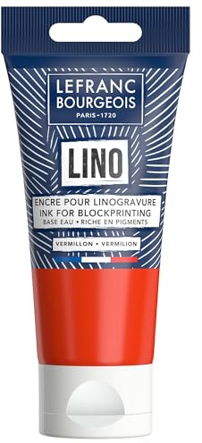 Lefranc Bourgeois 302192 linoleumfärg vattenbas Karmosinröd 75ml tub, lino tryckfärg för högtryck, block printing ink, för papper, textil, skola, konst & DIY projekt