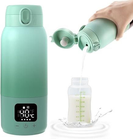 Chauffe Biberon Nomade Sans Fil, Chauffer Rapidement le Lait Maternel & Eau | Batterie Longue Durée, Grande Capacité de 500ml, Chauffe Biberon Portable pour la Maison/Camping/Voyages/Voiture