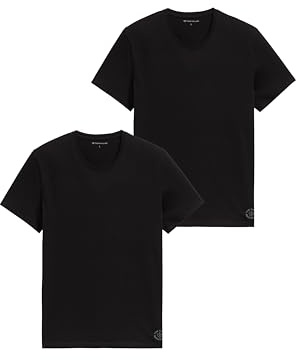 TOM TAILOR Hommes Lot de 2 t-shirts basiques 1008638, 29999 - Black, L