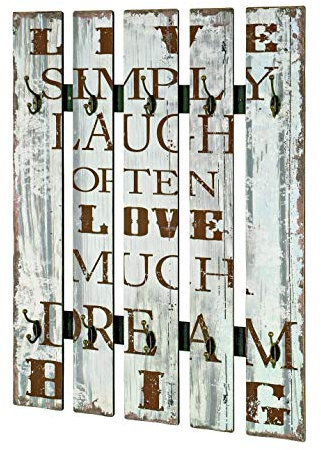 HAKU Möbel Wandgarderobe Motiv, Vintage, MDF, Metall - Maße: B 70 cm x H 100 cm x T 9 cm, Style: Industrial