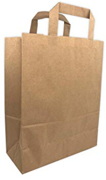 UNIVERS GRAPHIQUE 50 Sacs Papier Marron écru à poignées Plates 6 litres: 28 cm H x 22 cm L x 10 cm Soufflet Cabas Boutique Solide et renforcé. Idéal pour Sac de Vente, Sac Cadeau, Emballage
