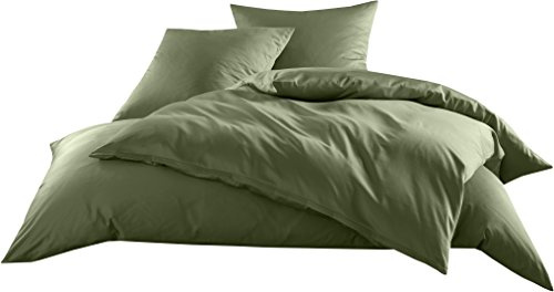 Bettwaesche-mit-Stil Mako-Satin Baumwollsatin Bettwäsche Uni einfarbig zum Kombinieren (Bettbezug 155 cm x 200 cm, Dunkelgrün) viele Farben & Größen