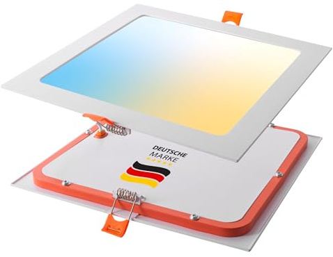 max K O M F O R T LED Panel 12W eckig CCT ultraslim – Einbaustrahler 170x170mm, flach, Deckenleuchte, warmweiß/neutralweiß/kaltweiß einstellbar, Weiß, IP20-2601