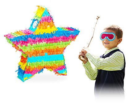 Relaxdays Pignatta a Forma di Stella, da Riempire, per Feste di Compleanno dei Bambini, da Appendere, in Carta, Grande, Colorata